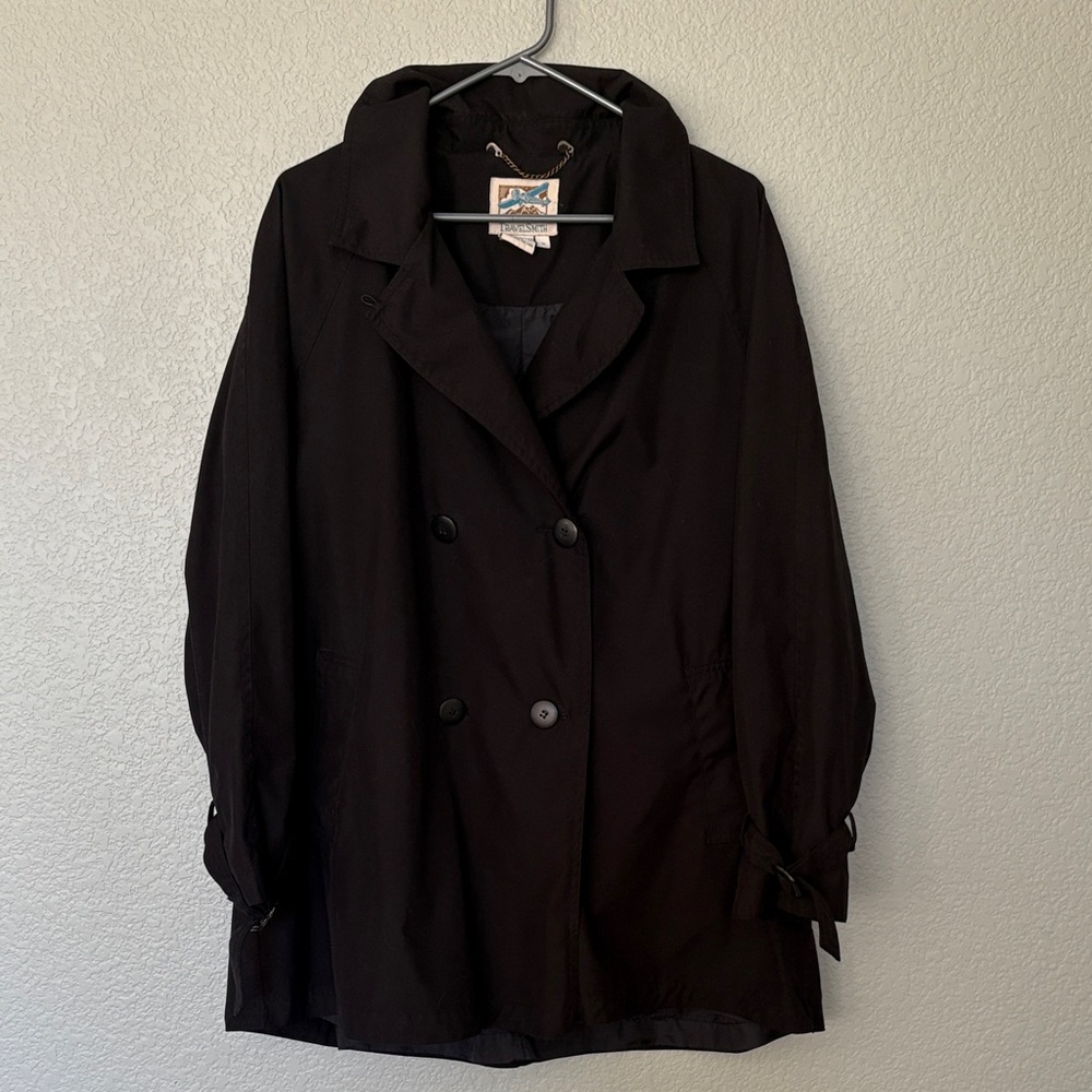 Vintage TravelSmith Women's Short Black Trench Coat